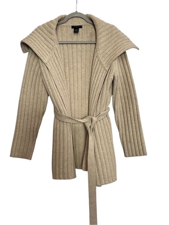 The Limited Sweaters - The Limited wide collar a tie-front belt 100% Lambswool Cardigan Sweater size M